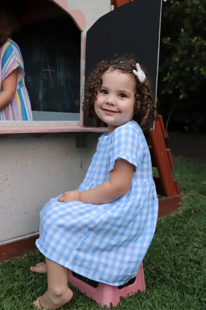 Milky Blue Check Dress