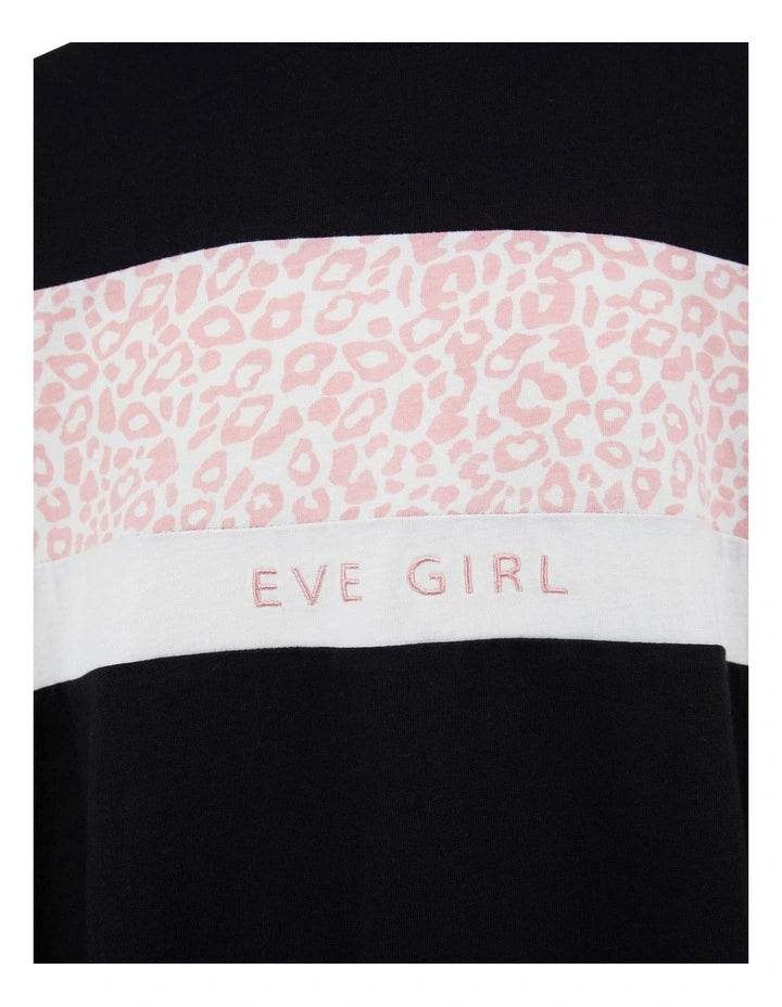 Eve Girl Base Panelled L/S Tee - Black