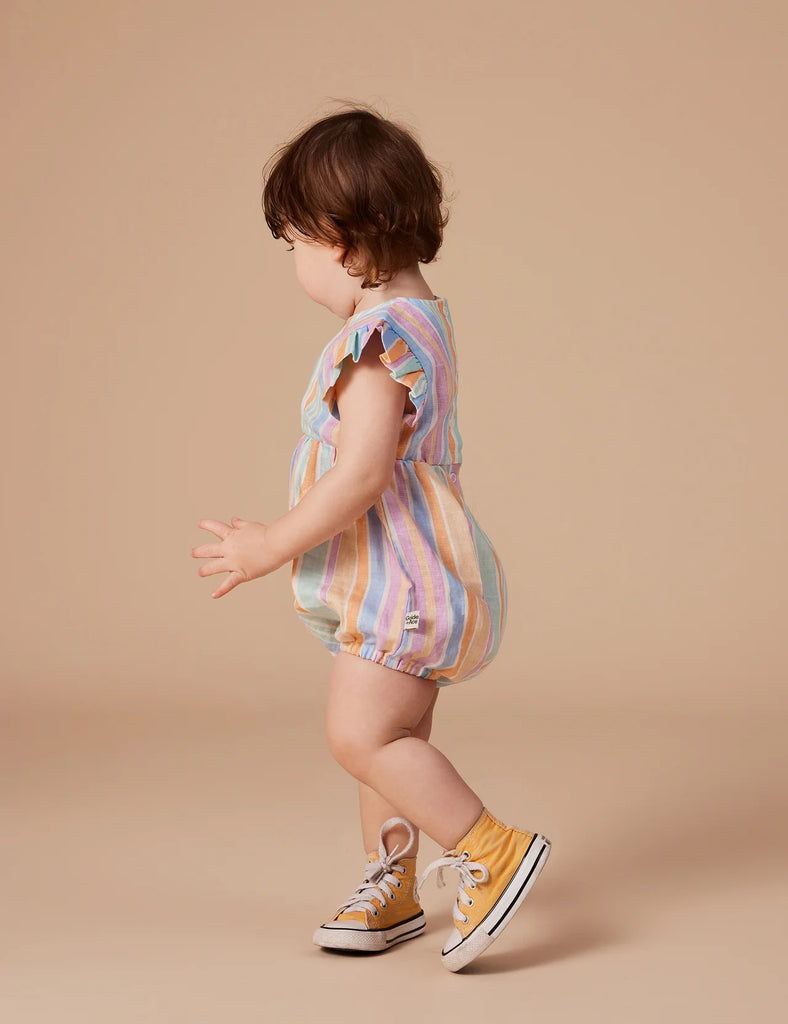 Goldie + Ace Lani Linen Romper - Pastel Stripe