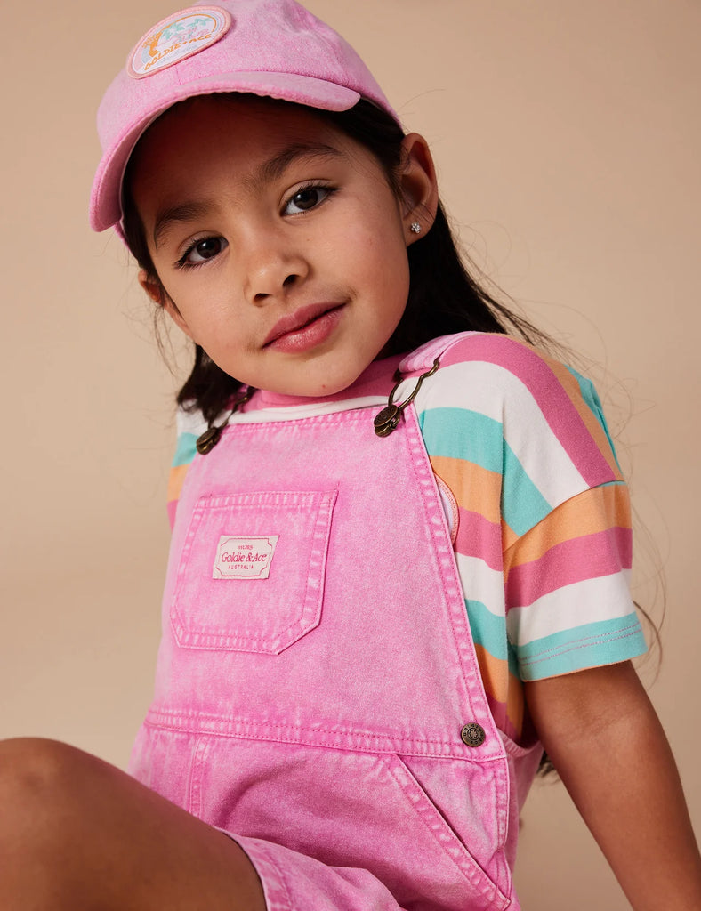 Goldie + Ace Burton Vintage Washed Denim Overalls - Bubblegum