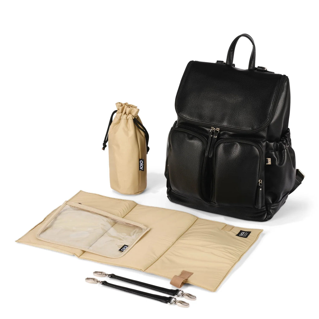 OiOi Signature Nappy Backpack - Black Dimple Vegan Leather