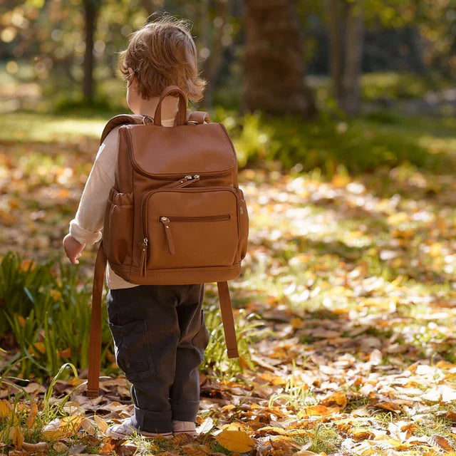 OiOi Mini Signature Backpack - Chestnut Brown Vegan Leather