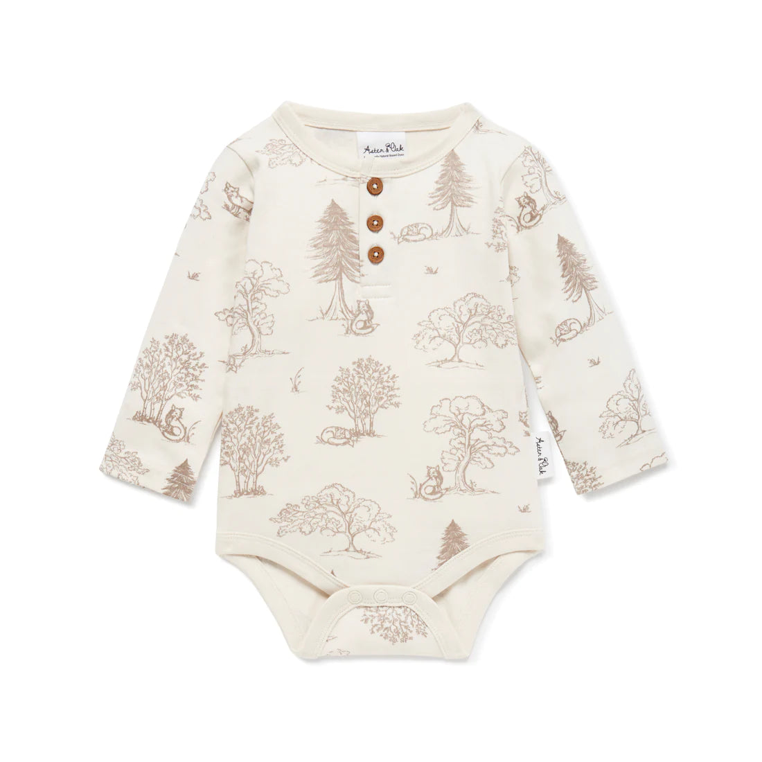 Fox Woods Henley Onesie Natural - Aster & Oak | Laurie Claire Kids