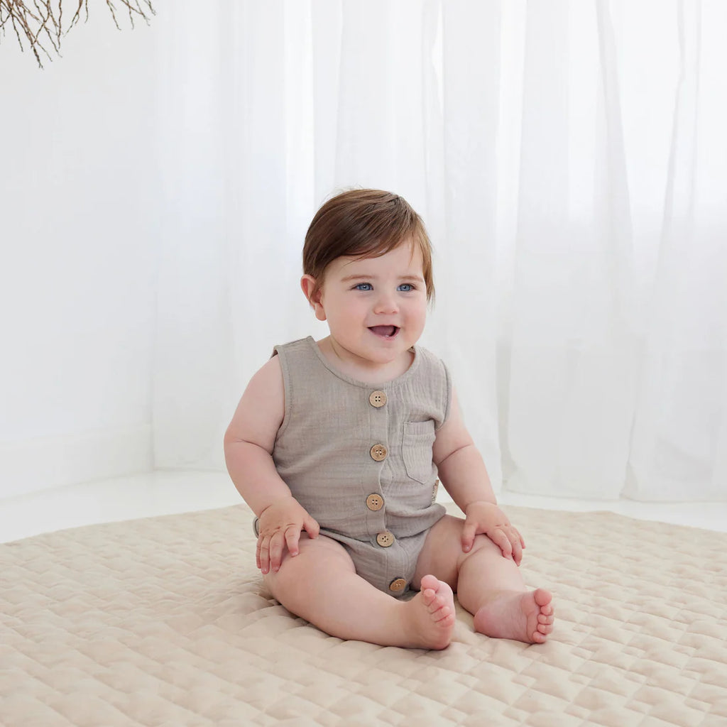 Aster & Oak Muslin Bubble Romper - Sand