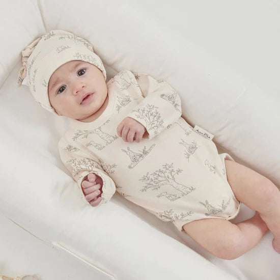 Aster & Oak Bunny Luxe Rib Onesie - Natural