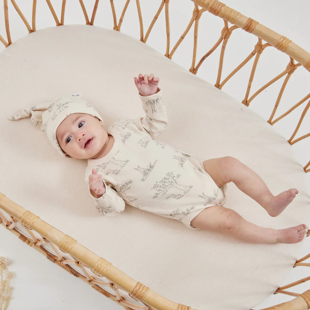 Aster & Oak Bunny Luxe Rib Onesie - Natural