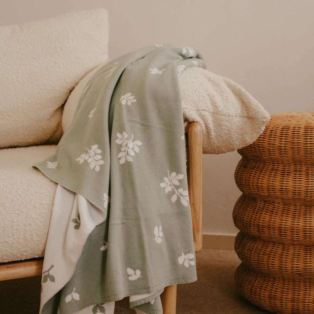 Fox and Fallow Reversible Blanket - Sweet Sage