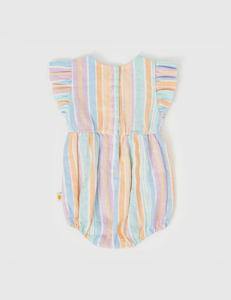 Goldie + Ace Lani Linen Romper - Pastel Stripe