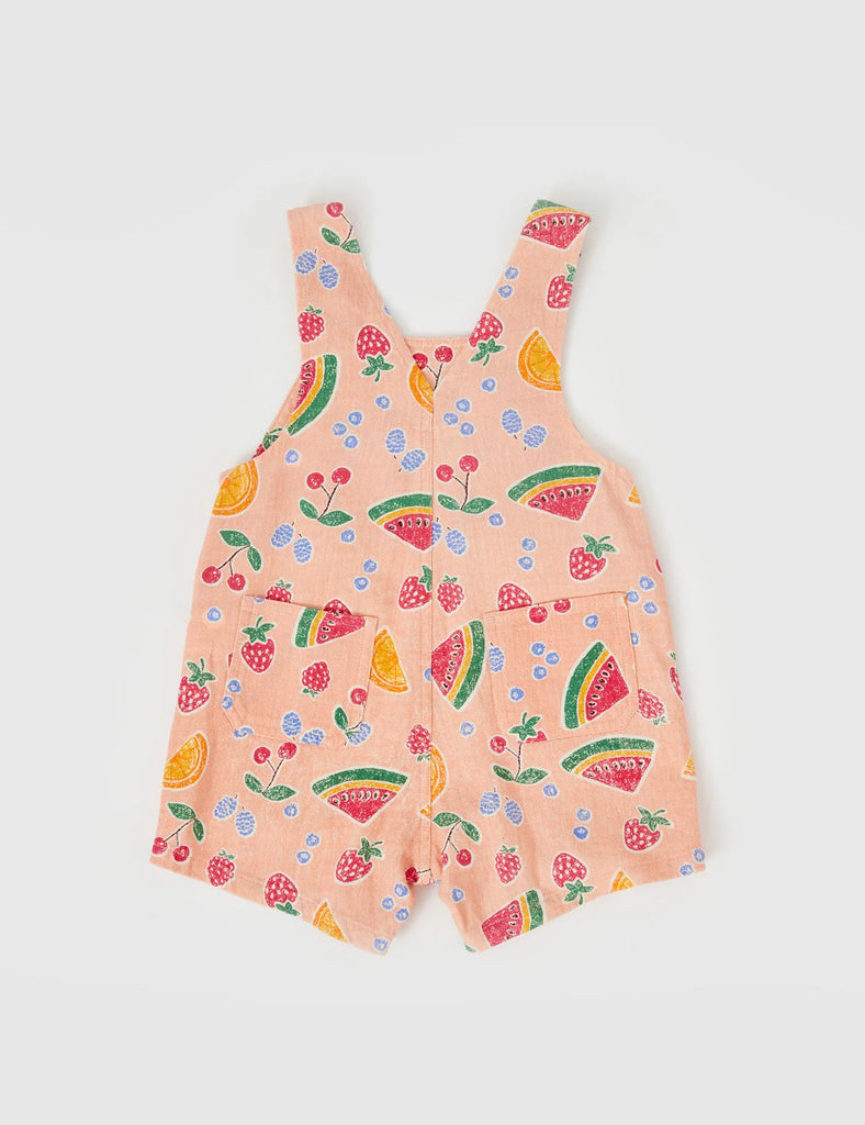 Goldie + Ace Burton Fruit Salad Linen Overalls - Peach Multi