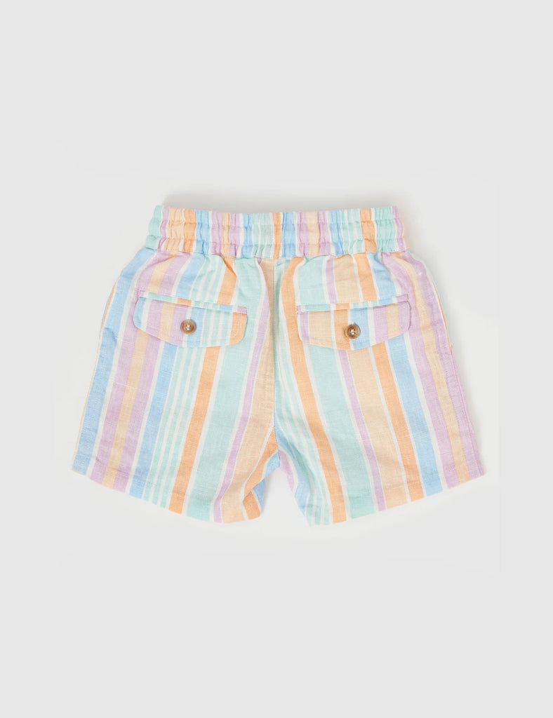 Goldie + Ace Noah Linen Shorts - Pastel Stripe