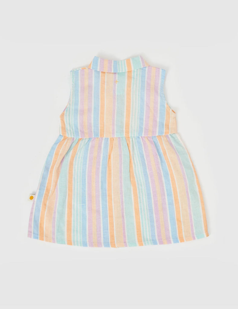 Goldie + Ace Rudy Linen Dress - Pastel Stripe