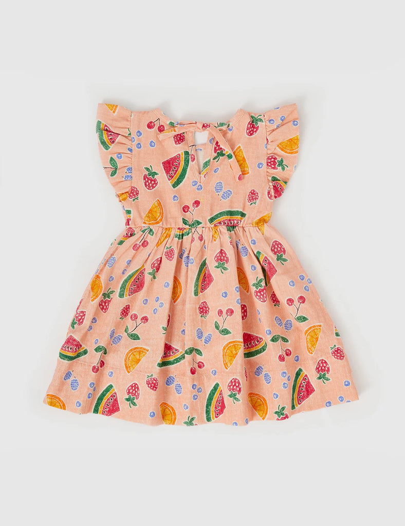 Goldie + Ace Lyla Fruit Salad Linen Dress - Peach Multi