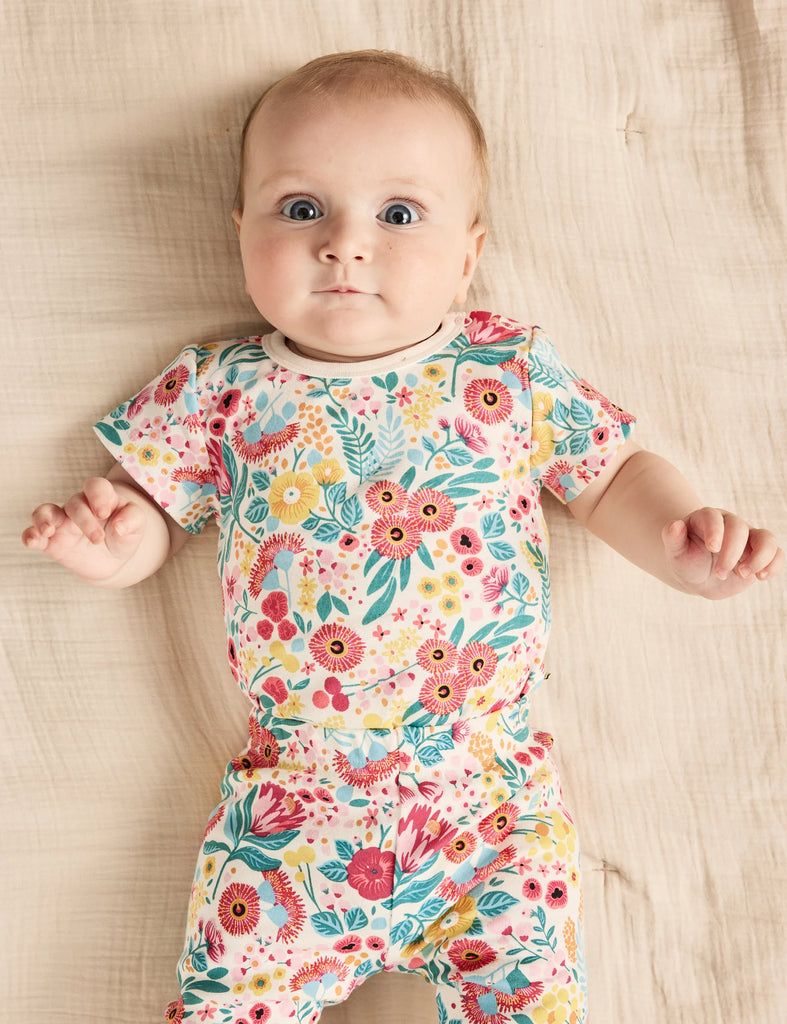 shortie tank romper - goldie floral – Little Wedgies