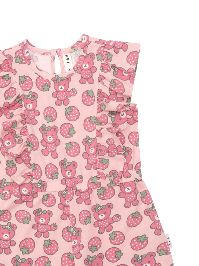 Huxbaby Berry Bear Frill Playsuit - Candy