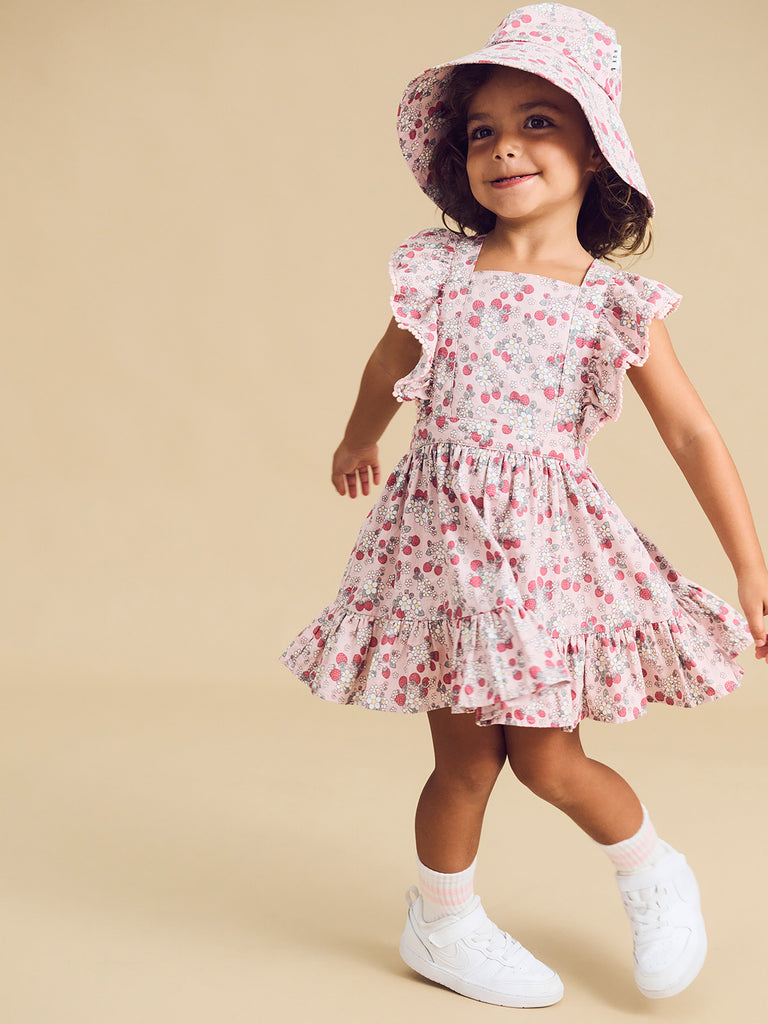 Huxbaby Vintage Strawberry Ruffle Dress - Blush