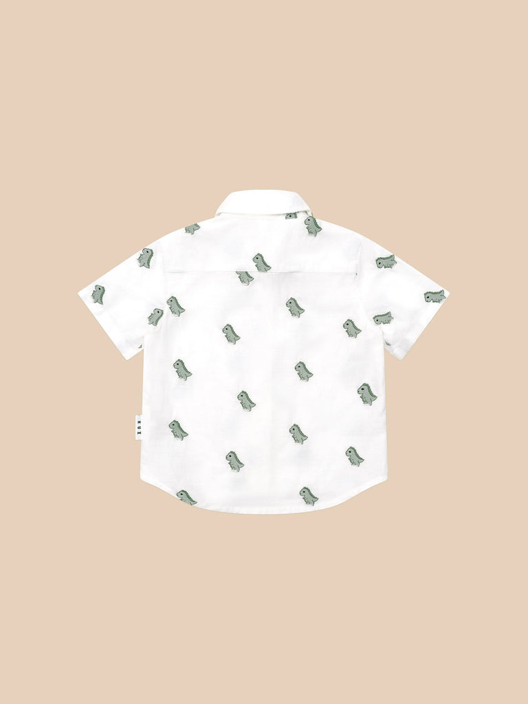 Huxbaby Dino Embroidered Shirt - White