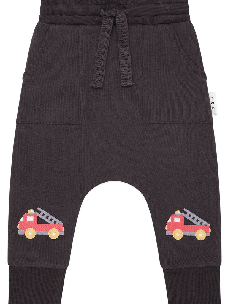 Huxbaby Fire Truck Drop Crotch Pant - Soft Black