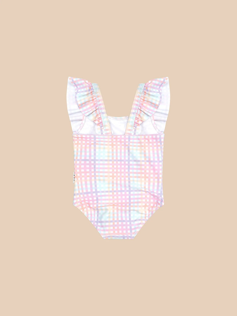 Huxbaby Rainbow Check Frill Swimsuit - Rainbow Check