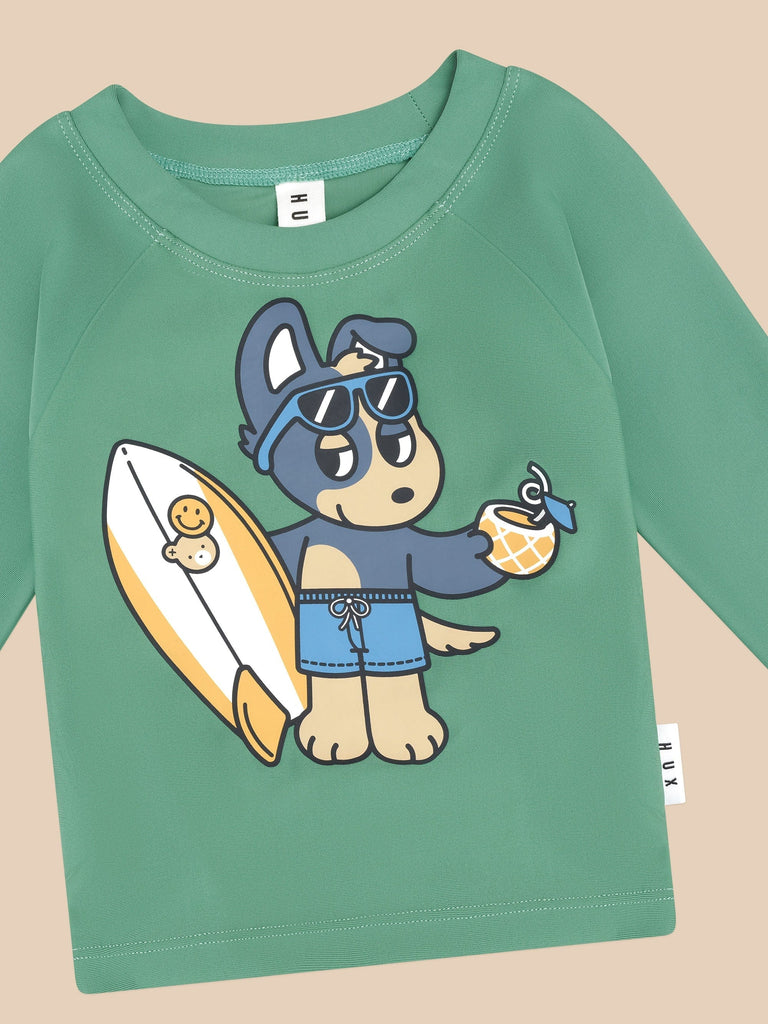 Huxbaby Surfer Dawg Rashguard - Basil