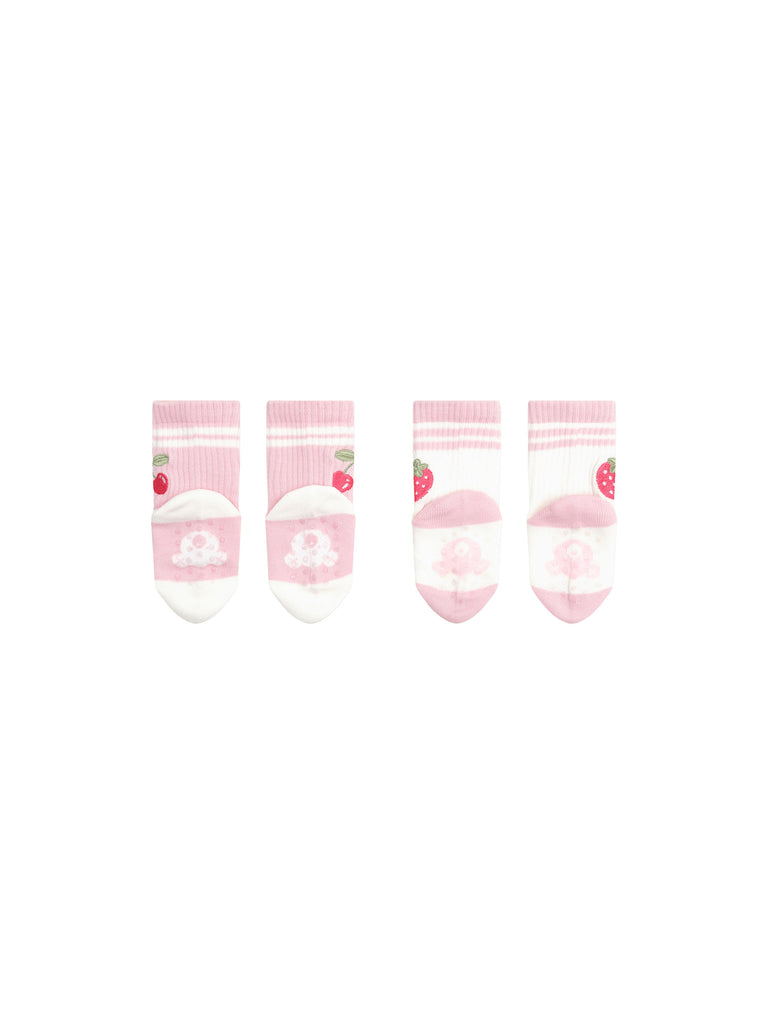 Huxbaby Sporty Fruit 2-Pack Socks - Candy + White