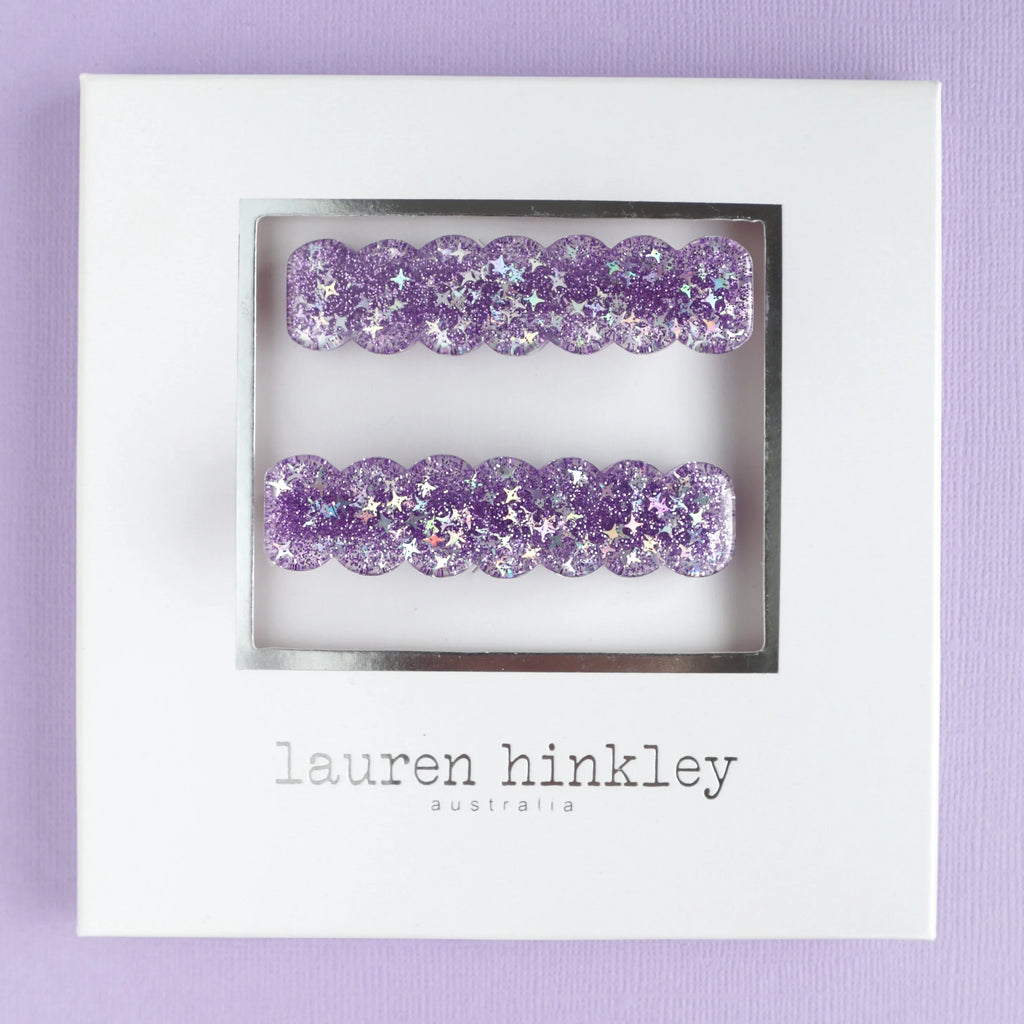 Lauren Hinkley Purple Sparkle Glitter Clips