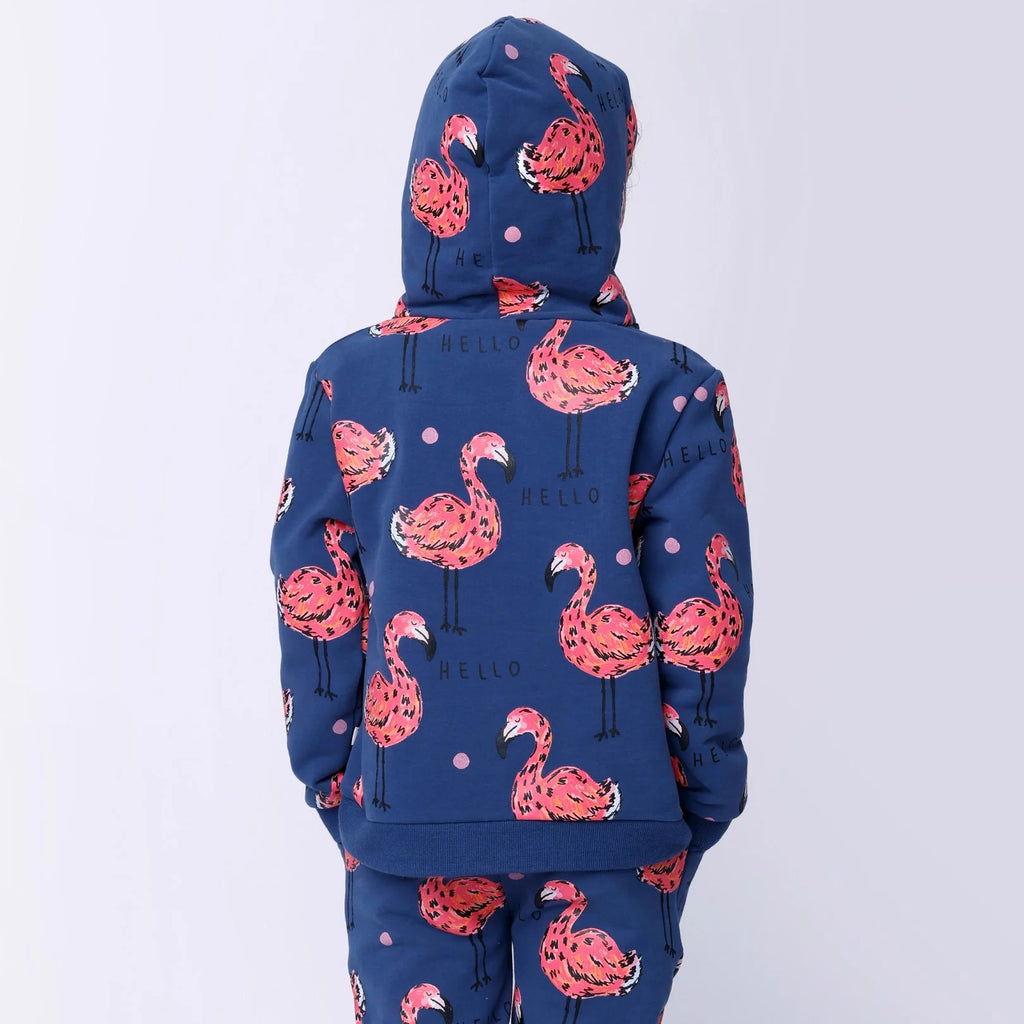 Minti Flamingo Party Furry Hood - Navy