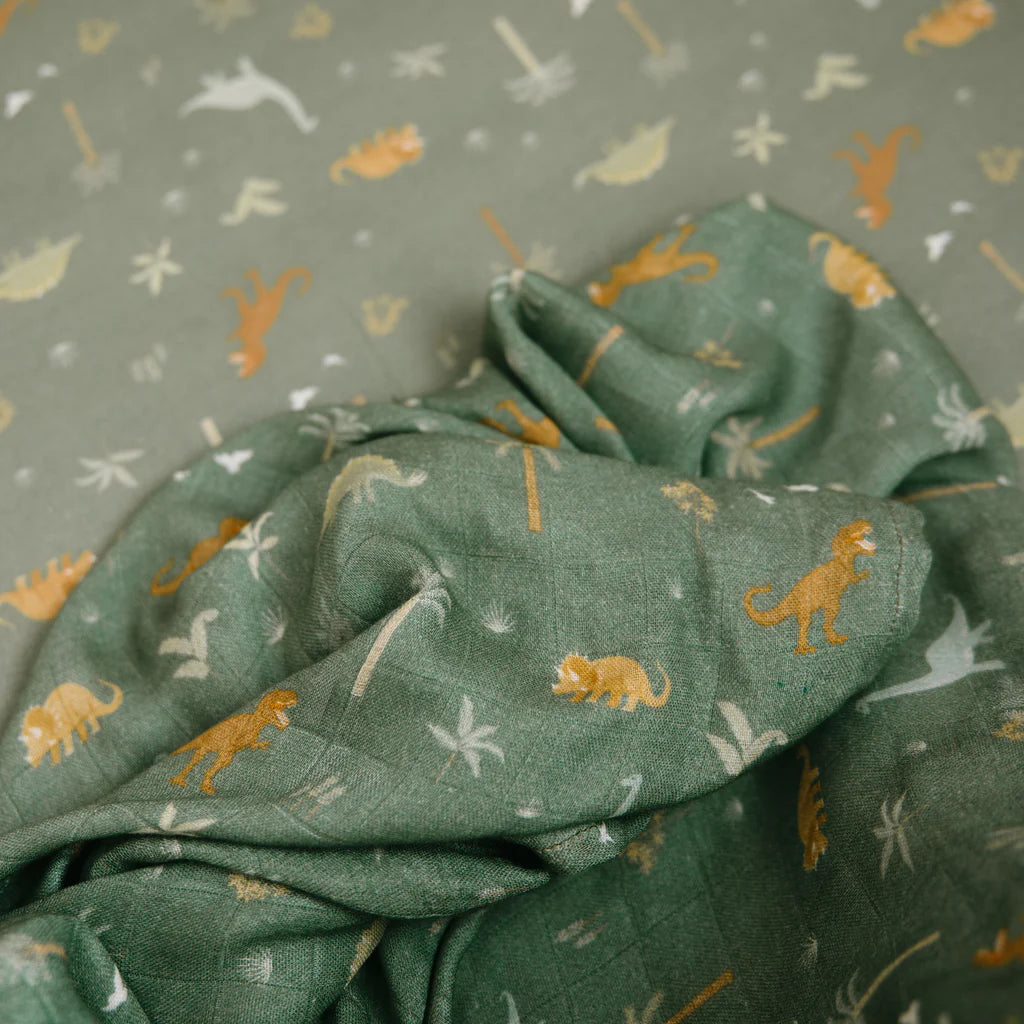 Fox and Fallow Organic Muslin Wrap Swaddle - Dino