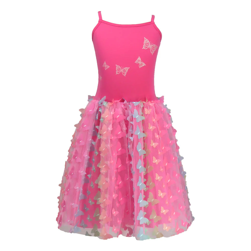 Rainbow Butterfly Dress - Hot Pink