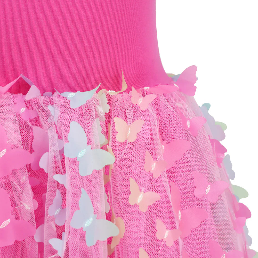 Rainbow Butterfly Dress - Hot Pink