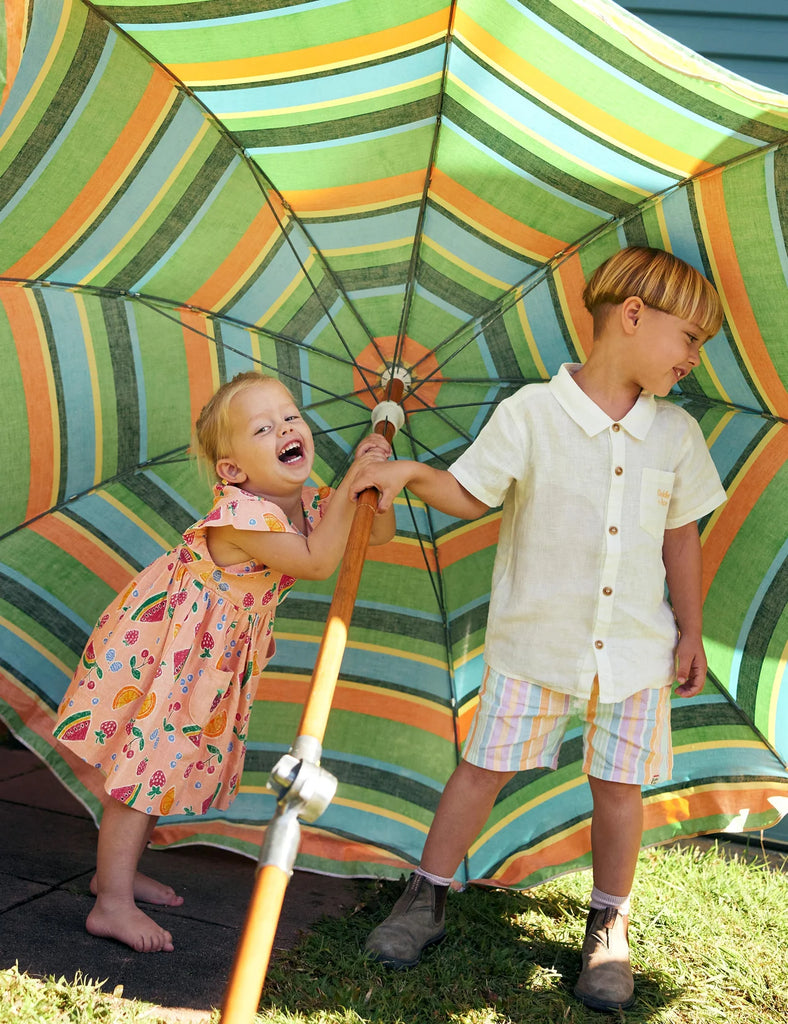 Goldie + Ace Lyla Fruit Salad Linen Dress - Peach Multi