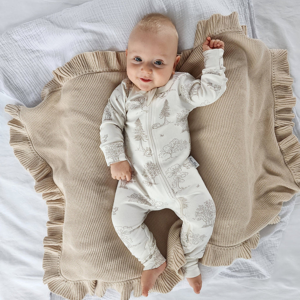 Aster & Oak Fox Woods Zip Romper - Natural