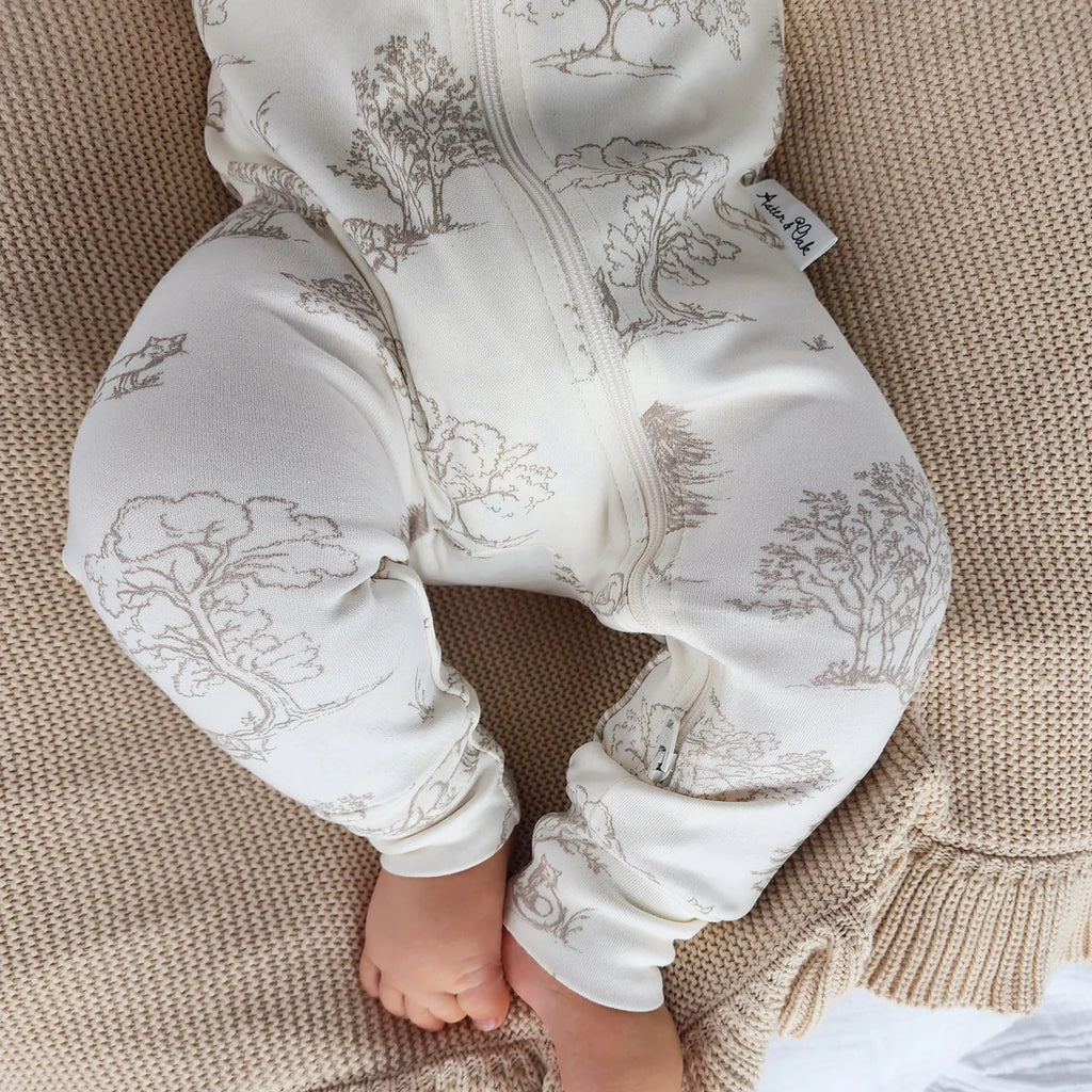 Aster & Oak Fox Woods Zip Romper - Natural