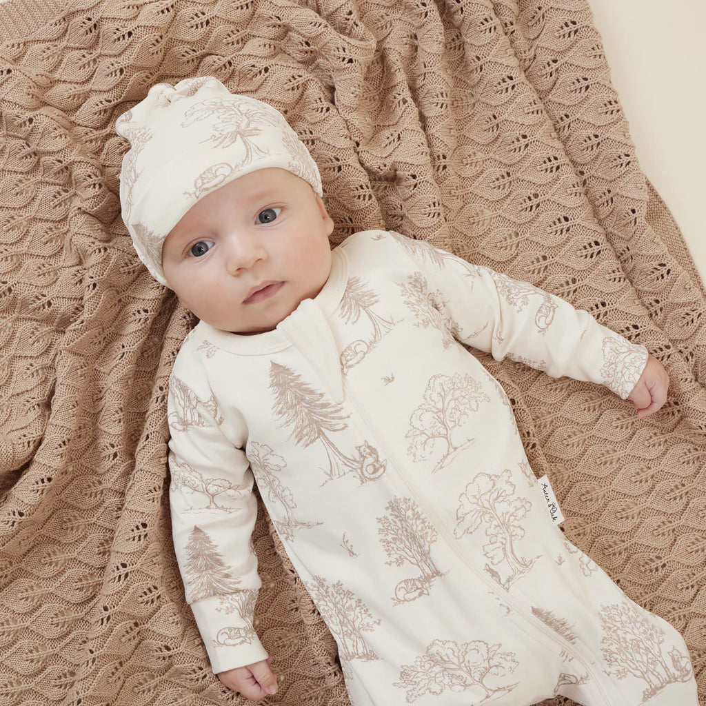 Aster & Oak Fox Woods Zip Romper - Natural