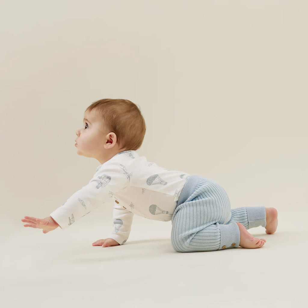 Aster & Oak Air Balloon Henley Onesie - White