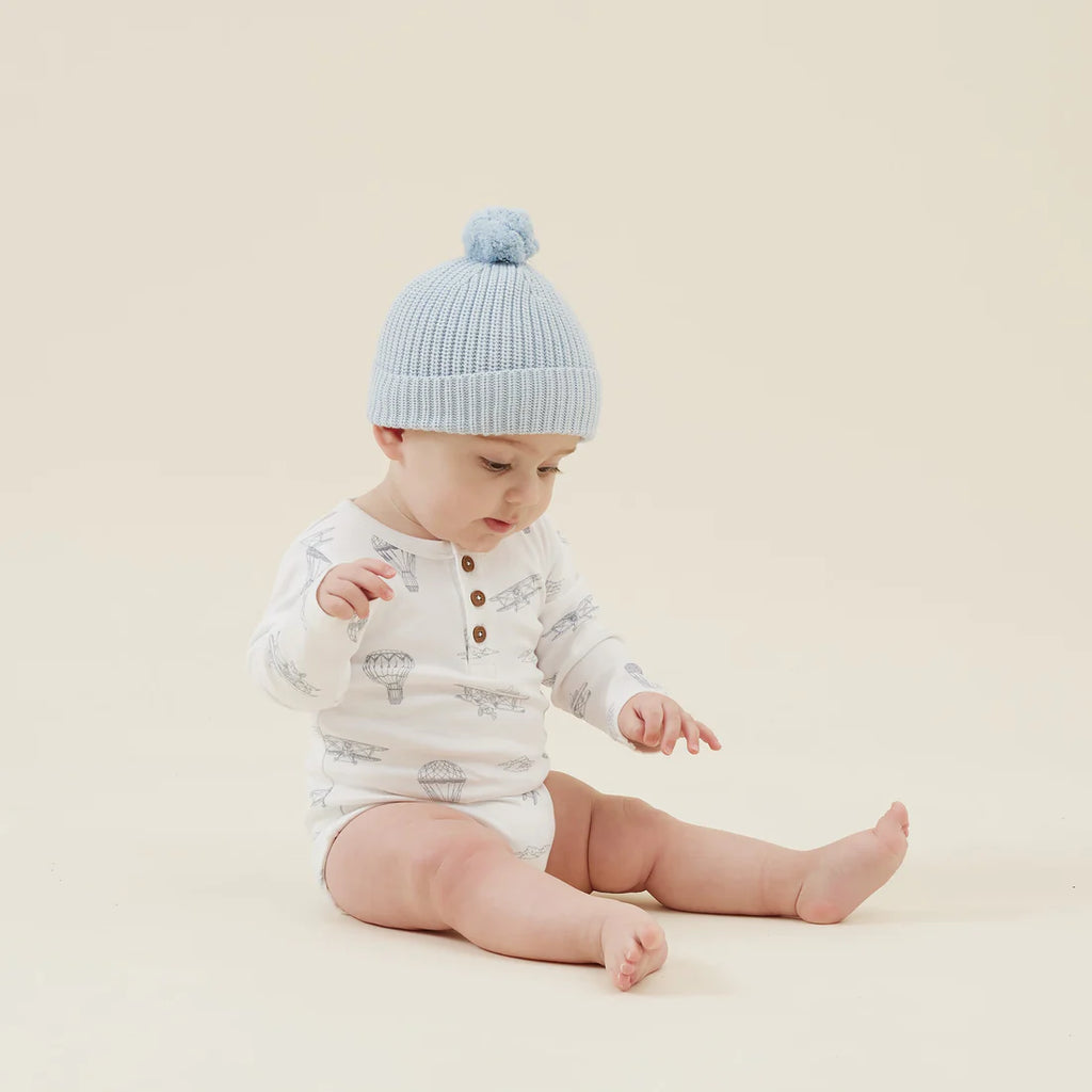 Aster & Oak Air Balloon Henley Onesie - White