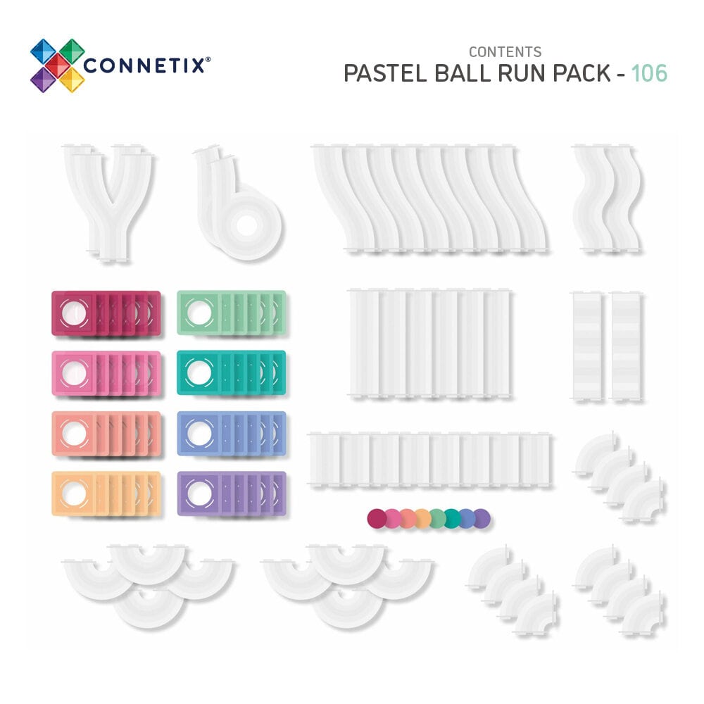 106 pc Pastel Ball Run Pack - Connetix