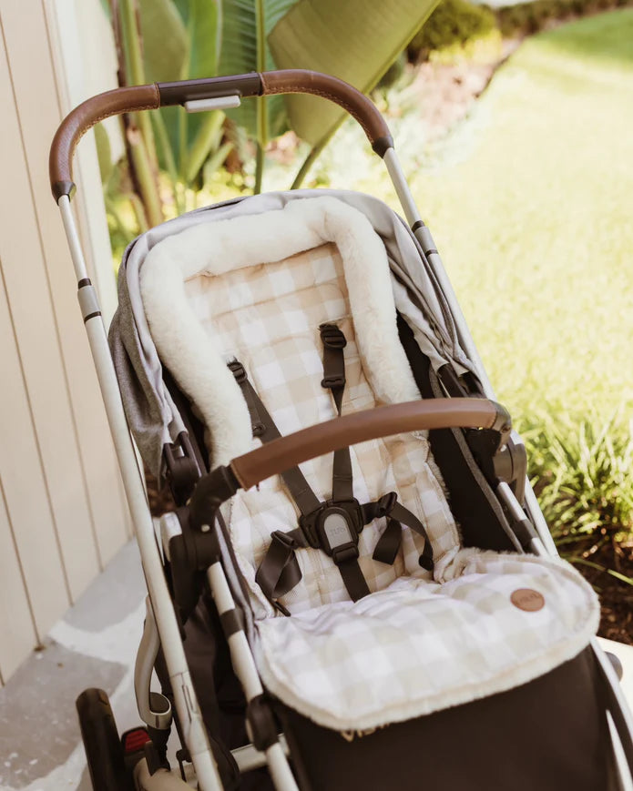 OiOi Fleece Pram Liner - Beige Gingham