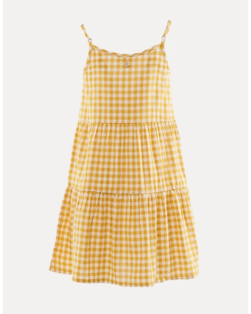 Eve Girl Check Dress - Mustard/White Check