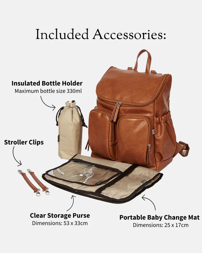 OiOi Nappy Backpack - Tan Vegan Leather